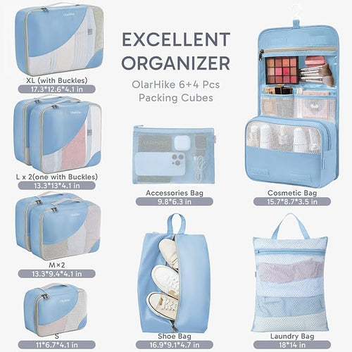 10 Set Packing Cubes for Travel, Gifts for Women Mom,Anti-Tearing Suitcase Organizer,OlarHike Vacation Essentials & Accessories for Cruise Ship