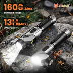 Yemao Rechargeable Tactical Flashlights 1600 High Lumens 2 Light Sources,6 Modes,90 Degree Rotating,Waterproof Working Light with Magnetic Base for Home Emergency,Outdoor,Camping,Shop