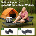 Oxford and Steel Frame 4-Angle Adjustable Foldable Bed Folding Camping Cot Bed with Extra Wide Padded Mattress Support for Adults Outdoor Travel Tent Use(Blue&Gray Mattress,L - 75 * 26'')