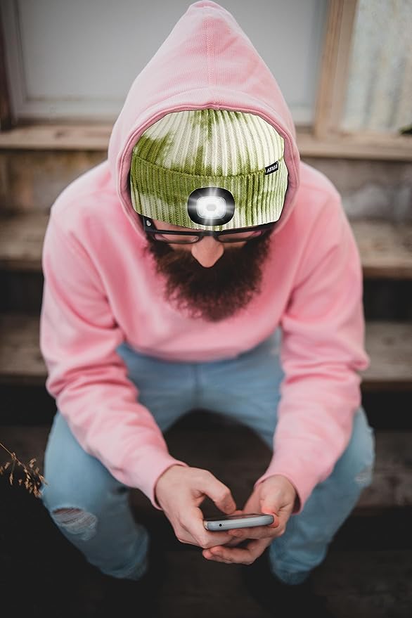 ATNKE LED Lighted Beanie Hat,USB Rechargeable 4 LED Running Headlamp Bright Cap with The Light Gifts for Men and Women