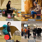 Upgraded XXL Collapsible Stool with Cushion,19.7"H-11.8"D Telescoping Folding Stool for Adults,More Sturdy Portable Camping Stools with Load Capacity 1000lbs for Outdoor,Garden,Fishing,Hiking