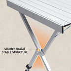PORTAL Folding Outdoor Camping Table with Adjustable Height, Aluminum Roll-Up Top and Carry Bag, Big Large Portable Tables for Picnic, BBQ and Tailgating, Silver