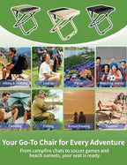 COMELY Portable Folding Chair for Outdoors: Heavy Duty Camping Stool for Adults, Compact Ultralight Collapsible Stools for Fishing Hiking Hunting & Backpacking, Khaki
