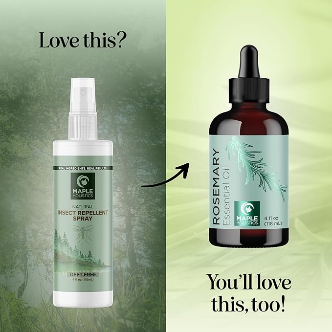 Natural Bug Repellent Spray for Body - DEET Free Bug Spray for Kids & Adults for Ticks Mosquitoes & Insects - Made with Citronella Rosemary & Lemongrass - Light Scent Vegan & Cruelty Free (4 Fl Oz)