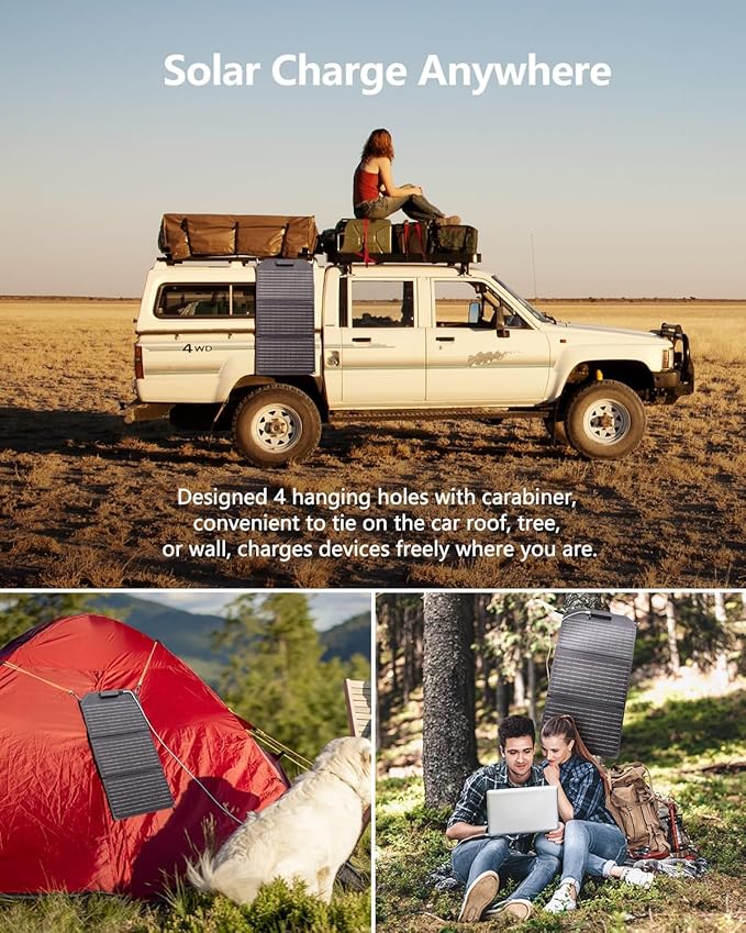 MARBERO 30W Solar Charger >23% High Efficiency Foldable Portable Solar Panel for Power Station Phones Tablets 2 USB Ports & DC Fast Charging IP65 Waterproof for Camping Outdoor Backpacking Cloudy