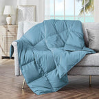 puredown® Upgraded Feather Down Throw Blanket – 12oz Enhanced Filling for Better Warmth & Comfort, Lightweight & Packable, 50"X70", Blue