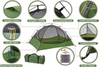 Clostnature Polaris Lightweight Backpacking Tent - 1/1.5/2/3/4/6 Person Ultralight Waterproof Camping Tent, 3 Season Large Size Easy Setup Tent for Family, Outdoor, Hiking and Mountaineering