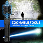 ESGOFO Rechargeable Flashlights High Lumens 10000 Long Distance, Super Bright LED Flash Light Long Lasting USB C LCD Display, Double Light Source & Buttons with Red Light, for Camping Hiking Emergency