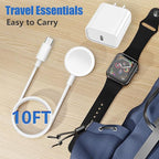 10FT for Apple Watch Charger, Long 10 FT iWatch Portable Wireless Fast Charging Cable Cord with USB C i-Watch Charger Plug Compatible with Series 10/9/8/7/SE/6/5/4/3/2/1 2Pack