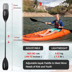 Kayak Paddles for Kid with Aluminum Shaft and PP Blade, Floating Kayaking Oars for Youth and Junior, Adjustable 163-183cm/64-72 Inches