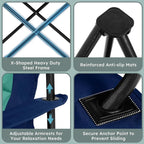 Colegence Heavy Duty Camping Chair for Adults Set of 2, Oversized Heavy People Foldable Padding Outside Camp Chairs, with Cooler Bag Cup Holder, Side Pocket for Lawn,Sport,Outdoor,Dark Blue