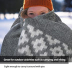 Thick Alpaca Wool Blanket Heavyweight Camping Outdoors Indoors Soft Peru Twin Size Ethnic Design (Soft Gray/Ivory 2, Twin Size)