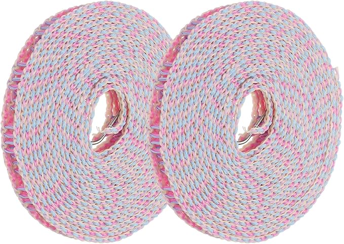 uxcell 2 Pcs Portable Travel Clothesline, 16.4ft Clothes Line Outdoors Travel Hanger Foldable Clothesline Rope with Hooks for Camping Hotel Backyard Home Cruise Ship, Purple