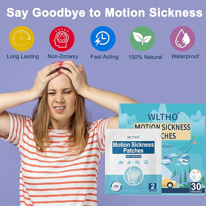 60ct Motion Sickness Patches Non Drowsy, Sea Sickness Patches for Cruise Ship Travel Essentials, Waterproof Car Sickness Patches Behind Ear Custom Butterfly Pattern