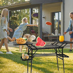 CDEN Camping Table, Campact Table, Folding Portable Tables, Tailgate Tables, with Side Table, 4 Side Shelves, mesh net, for Camping, Picnic, BBQ