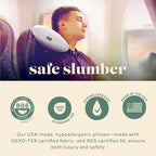 Goose Down Travel Pillow - Filled with 800 Fill Power European Goose Down, Egyptian 300 Thread Count 100% Cotton Cover for Plane car & Home - Made in USA (12x16)