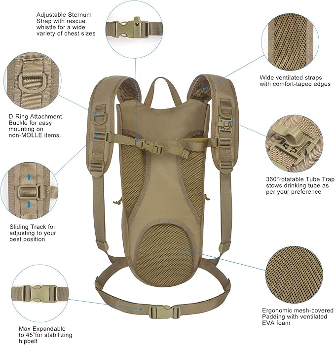 Unigear Tactical Hydration Packs Backpack 1050D with 3L Water Bladder, Thermal Insulation Pack Keeps Liquid Cool up to 4 Hours for Hiking, Cycling, Hunting and Climbing