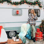 zzlamb Sherpa Puffy Camping Blanket,Packable Outdoor Warm Wearable Fleece Blankets for Cold Weather,Thick Camp Quilt with Sherpa Lining for Sleeping,Traveling,Backpacking,Picnics,Beach,Stadium 52x75in