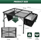 Portable Folding Grill Table with Sink for Outdoor, Lightweight Aluminum Frame Folding Grill Stand Picnic Table Camping Cooking BBQ, RV Picnic,2 Heights Adjustable(Black)
