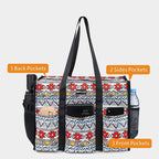 TOPDesign Utility Water Resistant Tote Bag with 13 Pockets, Top Zipper Closure & Thick Bottom Support, for Working Women
