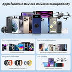 Portable Charger 40800mAh Power Bank with 2 Built-in Retractable Cables,25W PD Fast Charging Phone Charger with iWatch Charger,5 Output 2 Input LCD Display Battery Pack for iPhone 16/15,Android (Blue)