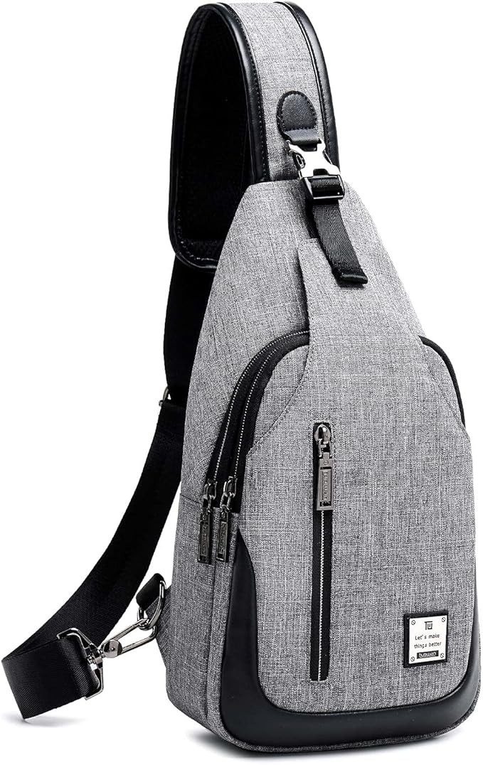 Small Sling Bag Crossbody Backpack Over the Shoulder Bag for Men Women Travel Outdoors, Lightweight Sling Chest Pack (Small, Grey)