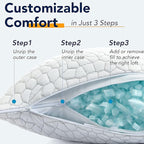 QUTOOL Cooling Bed Pillows for Sleeping Shredded Memory Foam King Pillows 2 Pack Gel Pillows King Size Set of 2, Support Yet Soft Adjustable Pillow for Side, Back Sleepers