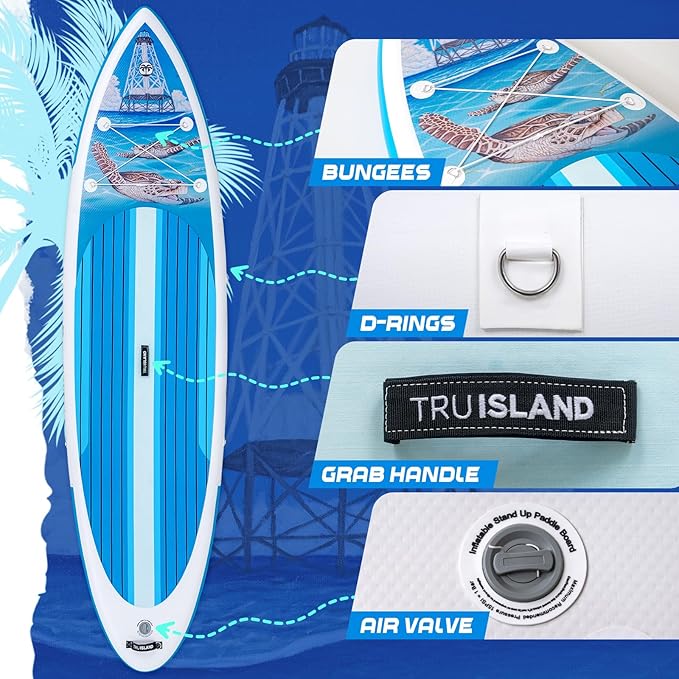 TRUISLAND Inflatable Paddle Board, Stand Up Paddle Board with Backpack, Non-Slip Thickened Deckpad, Waterproof Phone Case, Leash, Paddle, Hand Pump