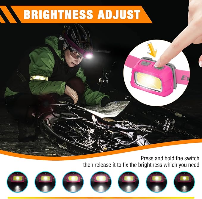 EverBrite Rechargeable Headlamp, 350 Lumens Headlamp with Red Light and Memory Function, 7 Modes Running Headlamp, Bright Headlamps for Camping, Fishing, Hunting, Night Vision