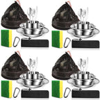 Scout Camping Mess Kit for Person 18/8 Stainless Steel Utensils Camping Dinnerware Kit Boy Scout Dishes Set Girl Scout Mess Kit with Mesh Bag Camping Cutlery Set for Travel Trip School Camp