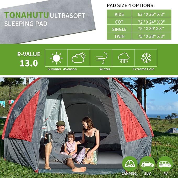 Memory Foam Camping Mattress Pad, Portable Sleeping Pad Roll Up Travel Mattress Waterproof Foldable Floor Cot Mattress Guest Bed for Sleepover