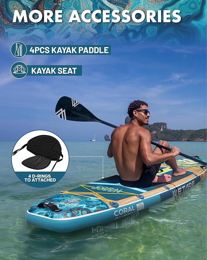 11'6"x35" Inflatable Paddle Board, 450lbs Extra Wide Stand Up Sup Board for Adults, Blow Up Paddleboard Kayak Non-Slip Stable Deck Boat for Yoga Fishing Surf