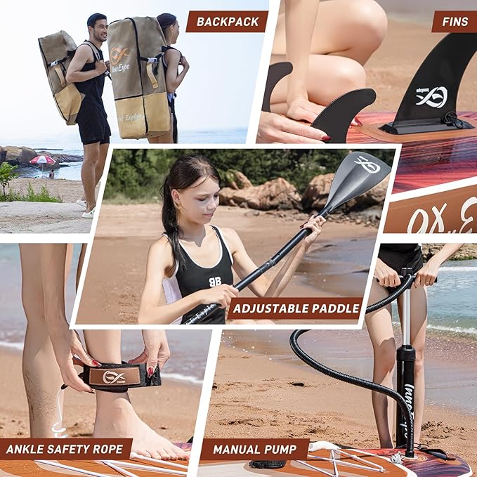 InnoExpo 11' Inflatable Stand Up Paddle Boards with Premium Accessories, Wide Stable SUP Paddle Board Design, Non-Slip Comfort Deck for Youth & Adults