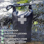Breakwater Supply™ Waterproof First Aid Kit Dry Bag Bug Out Bag Preloaded with Emergency Survival Prepper Supplies for Boating, Camping, Fishing + Carabiner, Floating, Reflective, AFAK/IFAK Trauma Kit