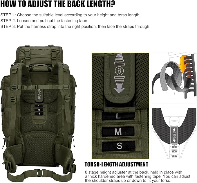 Mardingtop 70L Internal Frame Backpack for Hunting,Camping,Hiking Backpacking Backpack with Rain Cover