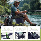 ALPHA CAMP Oversized Camping Chair Heavy Duty Lawn Chair with Cooler Bag Support 450 LBS Steel Frame Collapsible Padded Arm Quad Lumbar Back Folding Chair for Lawn Outdoor