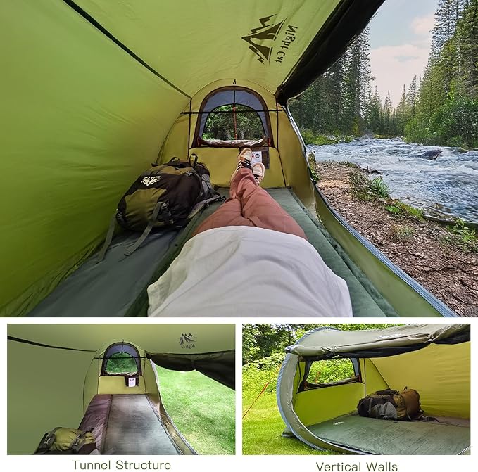 Night Cat Pop-up Camping Tent: 1 2 Person Tent Waterproof Instant Easy Setup Tunnel Tent