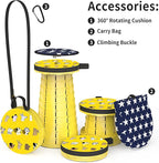 ALEVMOOM Upgraded Telescoping Collapsible Stool with Cushion, Folding Stool with Printing Portable Retractable Foldable Seat Max Load 550lbs for Adults Camping Fishing Outdoor