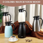 51 Oz Thermal Coffee Carafe, Stainless Steel Insulated Vacuum coffee crafts to keep coffee hot, 1.5 Liter Tea Water Coffee and Beverage Dispenser (Copper)