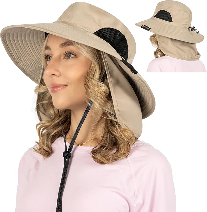 SUN CUBE Wide Brim Sun Hat Men Women, Fishing Hats Sun UV Protection, Mens Hiking Bucket Hat Safari Beach Boonie, UPF 50+