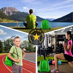 PLULON 2 Pcs Drawstring Bags Bulk, Green Drawstring Backpack String Backpack Cinch Sack Sport Gym Bags for Yoga Traveling Outdoor Sports