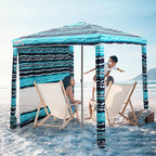 Beach Cabana, 6.2'×6.2' Beach Canopy with Side Wall, UPF 50+ UV Protection Easy Setup Tent Sun Shelter with Sand Pockets for Whole Family (Green Stripes)