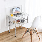 Folding Picnic Table, Small Camping Table with Adjustable Heights, Portable Lightweight Aluminum Side Table for Office, Beach, Garden, Travel