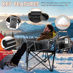 Suteck Oversized Heated Camping Chair - Fully Thicker Padded Heated Chairs for Outdoor Sports W/3 Heat Levels for Back & Seat, Heated Folding Chair for Adults with Carry Bag- Battery NOT Included