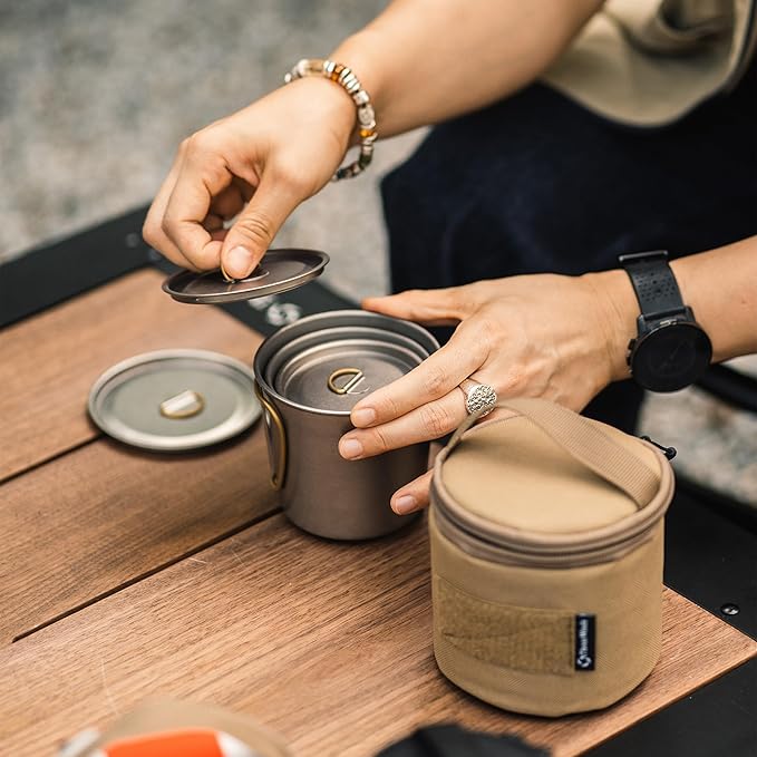 Titanium Mug, 450ml 15oz, Camping Coffee Cup with Foldable Handle and Lid, Lightweight Cup for Outdoor Backpacking Hiking