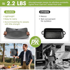 Alocs Grill Pan, Lightwight 2.2 Pounds Griddle Pan for Stove Top, 12.6'' Non-Stick Frying Pan, Pancake Griddle with Storage Bag for Indoor Cooking, Induction, Outdoor Camping BBQ and Campfire