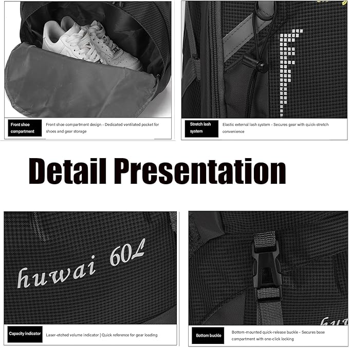 60L Hiking Backpack,Camping Backpack Lightweight Travel Daypack Waterproof Backpacking Bag for Men Women (Navy)