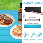 Grope Portable Camping Table with Aluminum Table Top, Folding Beach Table Easy to Carry, Prefect for Outdoor, Picnic, BBQ, Cooking, Festival, Beach, Home (Deep Blue-S)