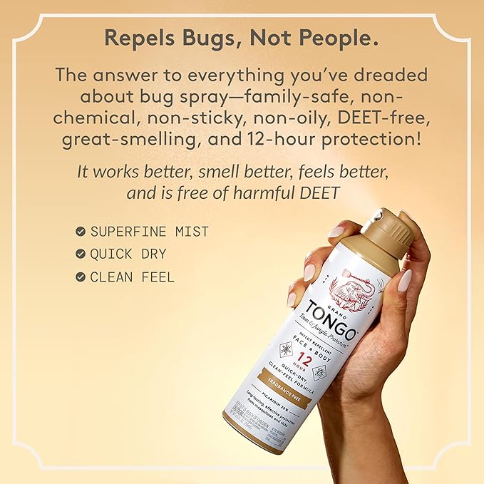 Grand Tongo DEET-Free Insect Repellent, The 12 Hour Protection, DEET Alternative – Fragrance Free