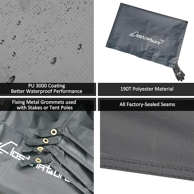 Clostnature Tent Footprint - Waterproof Camping Tarp, Heavy Duty Tent Floor Saver, Ultralight Ground Sheet Mat for Hiking, Backpacking, Hammock, Beach - Storage Bag Included